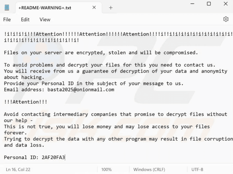 Services Recovery Ransomware BASTA