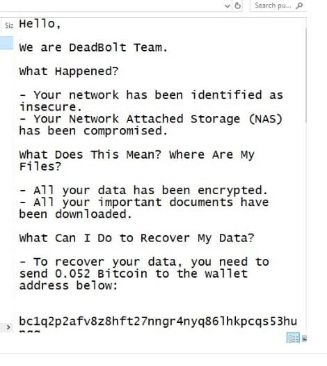 Jasa Recovery DeadBolt Ransomware