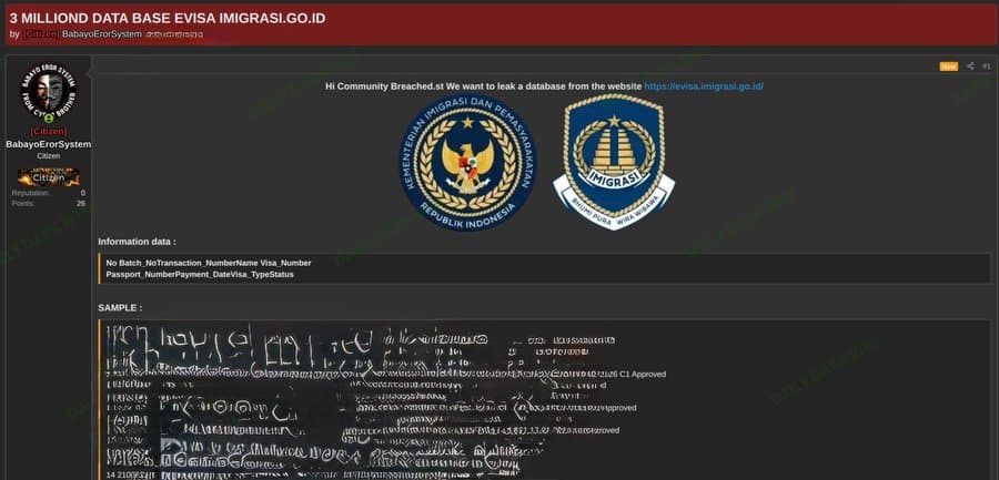 News : Data Imigrasi Indonesia Diduga Bocor