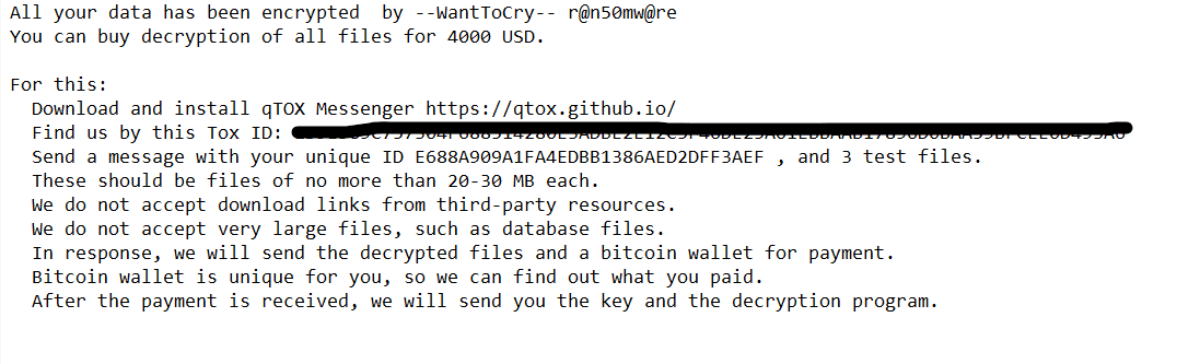 Services Recovery Ransomware WANT TO CRY